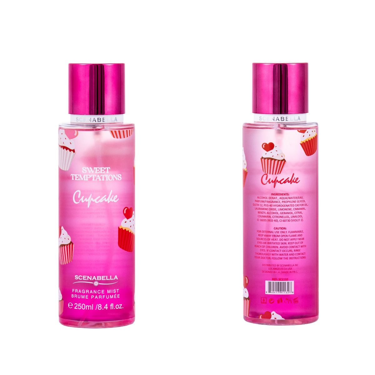 Sweet Temptation Cupcake-250ml Body Mist OEM Women's Body Spray Spray Low Price Body Spray Perfume 250ml
