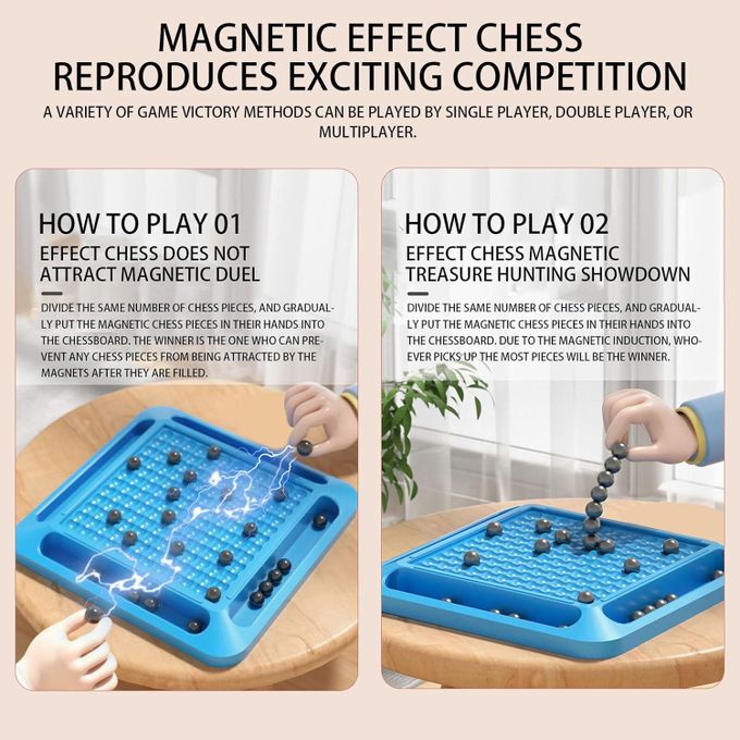 Magnetic Chess Game – Pack of 30 Magnetic Pieces with Portable Travel Chess Board – Educational Strategy Game for Kids and Adults – Family-Friendly Logic Puzzle for 2–4 Players – Ideal for Game Nights & Reunions